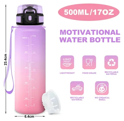 Produktbild von Trinkflasche 500ml JAPORIA, Auslaufsicher, BPA-frei, Wasserflasche für Sport