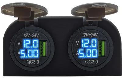 Produktbild von ProRide 12V USB-Steckdose mit Voltmeter/Amperemeter – 2-fach Einbau, QC3.0
