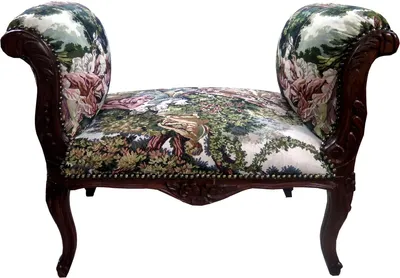 Produktbild von Casa Padrino Barock Schemel Hocker Gobelin / Braun - Sitzbank - Möbel Antik Stil