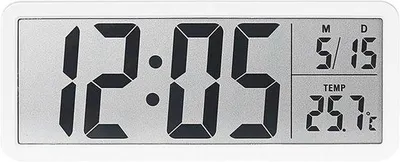 Produktbild von Elektronische LCD-Wanduhr mit °C/°F-Schalter, Temperaturanzeige, Datum, Stillemodus, 12/24-Stunden-Anzeige, zwei Montageoptionen, einfache Bedienung in Schlafzimmern und Wohnzimmern (Weiß).