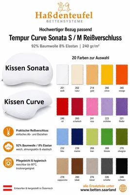 Produktbild von Kissenbezug passend für TEMPUR Curve & Sonata S/M – 61 × 40 cm