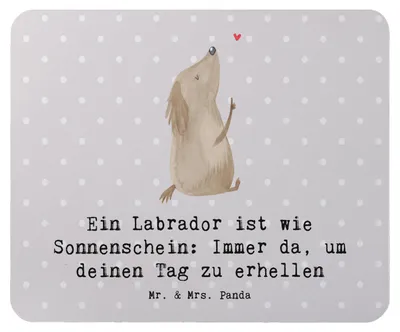 Produktbild von Mr. & Mrs. Panda Mouse Pad Labrador Sonnenschein - Grau Pastell - Geschenk, Hunderassen Beschreibung, Mauspad, fröhlich, Mousepad, Therapiehund, Hund, laptop, Hunderasse