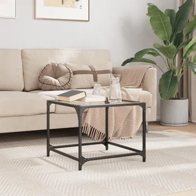 Zdjęcie produktu dla vidaXL Stolik kawowy ze szklanym blatem przezroczysty 50x50x40 cm stalowy