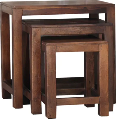 Produktbild von Hocker, Beistelltisch Set mit 3 Hockern - Set 10, Braun, Holz, 46*45*30 cm, Kaffeetische & Bodentische