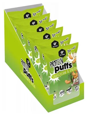 Produktbild von Go Fitness Protein Puffs (12x50g) Sour Cream & Onion - Funktionelle Lebensmittel - Eiweiß-Snacks