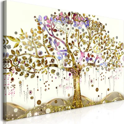 Image de Tableau mural Mega XXXL Gustav Klimt Arbre de vie 250 x 125 cm Impression artistique en un seul morceau au format XXL à monter soi-même Tableaux sur toile Tableaux modernes Décoration murale DIY Décoration d'intérieur l-A-0009-ak-e