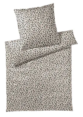 Produktbild von elegante Mako-Satin Bettwäsche-Garnitur Leolook Farbe Schwarz-Sand Größe 135x200+80x80