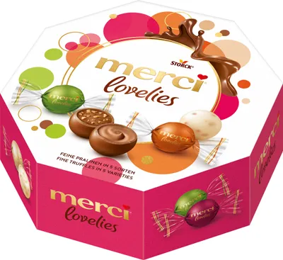 Obrázok produktu pre Merci Lovelies Klasické čokolády balené jednotlivo 5 rôznych 185g