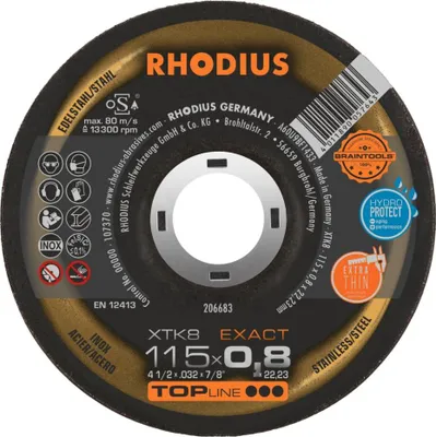 Obrázok produktu pre Rhodius XTK 8 206683 Cutting disc (straight) 115 mm 1 pc(s) Stainless steel, Steel