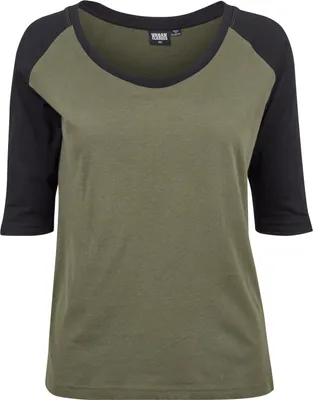 Produktbild von Urban Classics Ladies - 3/4 RAGLAN Longsleeve oliv - 5XL