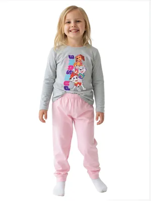 Produktbild von Paw Patrol Schlafanzug für Mädchen - PAWSOME Kinder Pyjama Set Langarm Oberteil mit Hose Rosa/Grau 110-116