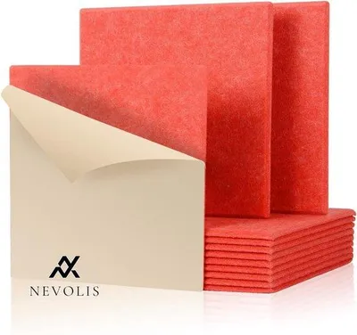 Obrázok produktu pre Akustický panel na stenu 30 x 30 x 1 cm, šesťuholníkový, červený, samolepiaci