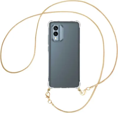 Produktbild von Handykette Backcover-Schutzhülle mit Band (Metall goldfarben) für Nokia X30 5G (6.43'') - goldfarbene Snake-Kette
