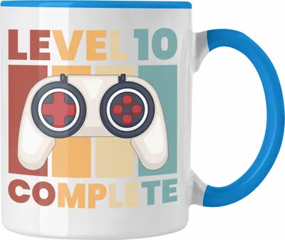 Produktbild von Trendation - 10. Geburtstag Tasse Geschenk Jungs Jungen Gamer Zocker 10 Jahre Alt Geburtstagsgeschenk Idee (Blau)