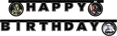 Image de Guirlande en carton Happy Birthday 2m, Star Wars - Taille unique