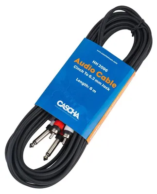 Produktbild von CASCHA HH 2096, 2 x 6.35mm, Männlich, 2 x RCA, Männlich, 5 m, Schwarz