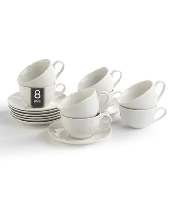 Produktbild von Cappuccinotassen mit Untertasse - 220 ml - Weiß - Bone China - 8er Set