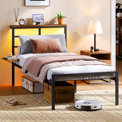 Produktbild von Yaheetech Bett 90×200 cm mit LED Beleuchtung & Ladestation