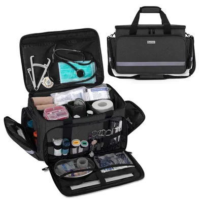 Produktbild von Tragbare Medizintasche Erste Hilfe Set Tasche Leer Schwarz 40,1 x 27,3 x 22,3 cm Wasserdicht Nylon