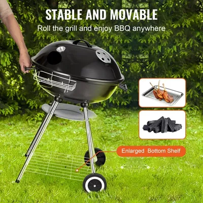 Zdjęcie produktu dla Grill węglowy Kogelgrill 56 cm - Przenośny grill z pokrywą - Duża powierzchnia grillowania - Czarny - 63 x 82 x 88 cm
