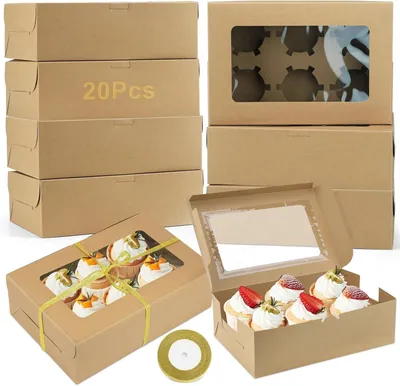 Obrázek produktu pro Dvacetidílná přepravní krabice na dorty s okénkem, vhodná pro cupcakes