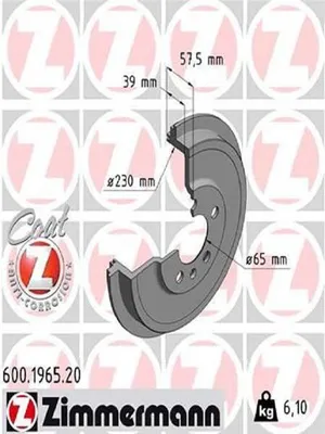 Produktbild von 2x ZIMMERMANN 600.1965.20 Bremstrommel Hinterachse