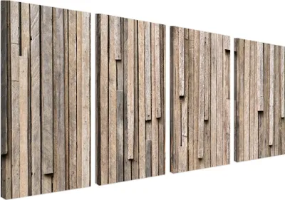 Produktbild von Wandbild Wanddeko Bretter auf Leinwand - ökologische Tinte, Wasserfest - 4 Teilig 80x160 cm Leinwandbilder für wohnzimmer, schlafzimmer