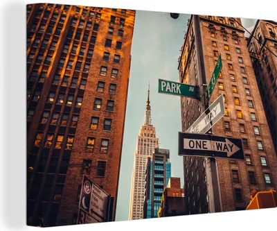 Produktbild von OneMillionCanvasses® - Leinwandbilder - 140x90 cm, Stadtzentrum New York, Wandbilder Kunstdruck Wanddekoration