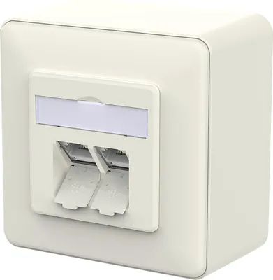 Produktbild von METZ CONNECT E-DAT C6A LSA++ Dose, 2 Port, AP, reinweiß