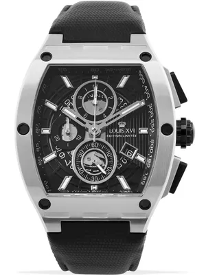 Produktbild von LOUIS XVI Herren-Armbanduhr Noblesse Silber Schwarz Tonneau Chronograph Analog Quarz Edelstahl Swiss Made 1021