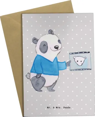 Produktbild von Mr. & Mrs. Panda Grußkarte Facharzt für Radiologie Herz - Grau Pastell - Geschenk, Grußkarten, einladungskarten, osterkarte, hochzeitskarten, weihnachtskarten