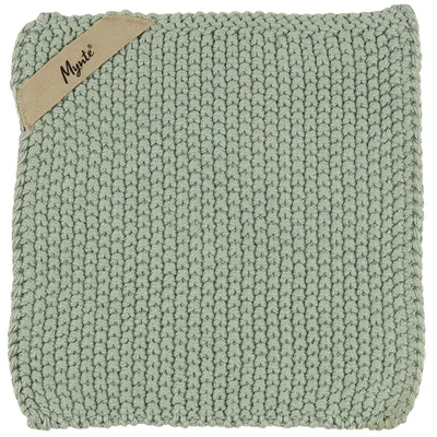 Produktbild von Topflappen 'Mynte' in STAUBIG GRÜN gestrickt aus Baumwolle von IB Laursen