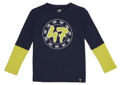 Produktbild von Zweifarbiges Langarm-T-Shirt für Kinder mit Basic-Aufdruck