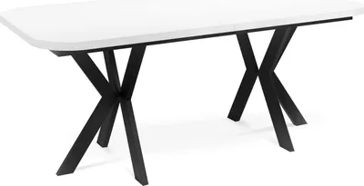 Produktbild von Ausziehbarer Esstisch im Modern-Stil - Rechteckiger Tisch mit Schwarzen Metallbeinen - Industrietisch mit Abgerundeten Ecken - Spacesaver - 200 x 100 cm - Weiß