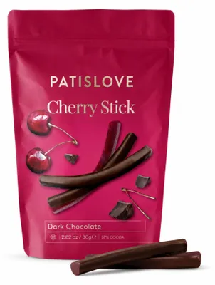 Image de Patislove, bâtonnets de chocolat noir aux cerises, 80g