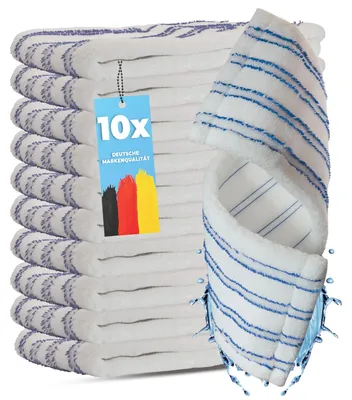 10 Microfaser-Moppbezüge 54 cm mit Scheuerstreifen für 50 cm Halter