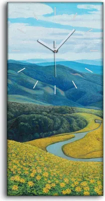 Produktbild von Wanduhr Bürouhr Leinwand Bild 30x60 Malerei Blumen Berge Bäume Landschaft Kunst - weiße Hände