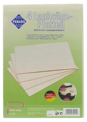 Produktbild von Pebaro Holz Laubsägeplatte Pappel A4 Set - kreatives Bastelspielzeug