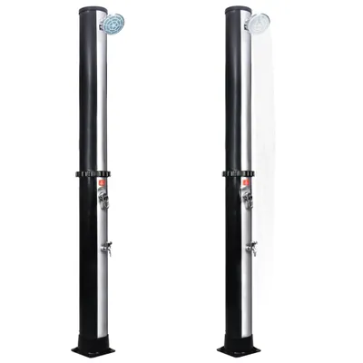 Two identical solar showers are shown against a white background.