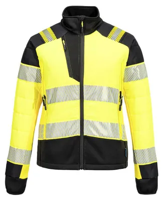 Productafbeelding van Hybride winddichte jas voor dames, model Hv, artikelnummer Pw3 – maat XS – geel/zwart – Portwest