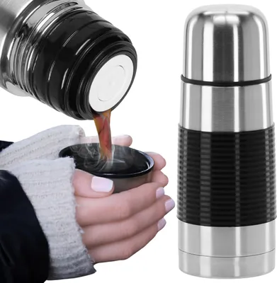 Obrázok produktu pre VACUUM cestovná termoska z nehrdzavejúcej ocele, NEKLZKAJÚCA rukoväť, NEPRIEPUSTNÁ pre čaj a kávu, 350 ml 350 ml