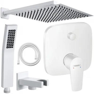 Produktbild von Hansgrohe und Jowi Unterputz Duschsystem Weiß, Talis E, Duscharmatur, Regendusche, Kopfbrause, OHNE iBox