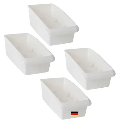 Produktbild von Novaliv 4x Kosmetik Organizer groß Schubladen Organizer Badezimmer - 25 x 16 cm WEISS Make-up Pinselhalter – Aufbewahrung für Schminkpinsel Eyeliner Lippenstift Lipgloss Kosmetikpinsel Behälter