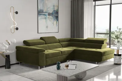 Produktbild von Kaiser Möbel Ecksofa mit schlaffunktion und bettkasten, Eckcouch ATOM Olive Rechts
