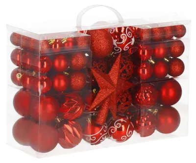 Immagine prodotto di Maxi set di 101 decorazioni natalizie rosse