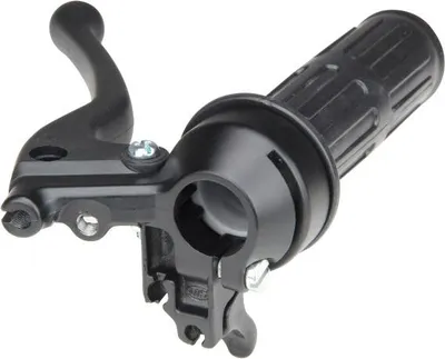 Image de Poignée de gaz (type 270 noir / levier plastique type 5 / noir large strié) pour cyclomoteur Mokick