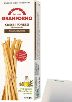 Produktbild von Knusprige Grissini torinesi mit nativem Olivenöl Extra (125g Packung) + usy Block