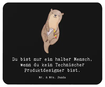 Produktbild von Mr. & Mrs. Panda Mauspad Technischer Produktdesigner Herz - Schwarz - Geschenk, Mouse Pad, laptop mousepad, computer, mausteppich
