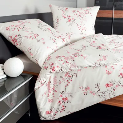 Zdjęcie produktu dla Janine pościel z delikatnych włókien 2-częściowa poszwa na kołdrę 155 x 200 cm poszewka na poduszkę 80 x 80 cm Davos 65036-01 granatowy róż