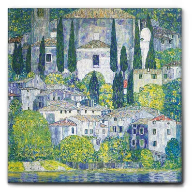 Immagine prodotto di Giallobus - Chiesa a Cassone - Gustav Klimt - 100L x 100l cm - Quadro - Tela Canvas Telaio Premium Alto Spessore